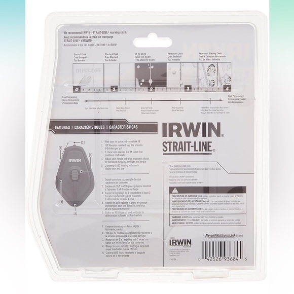 IRWIN STRAIT-LINE Chalk Line, Speedline Reel, Red, 100 ft. (2 Piece Set) - Picture 5 of 6